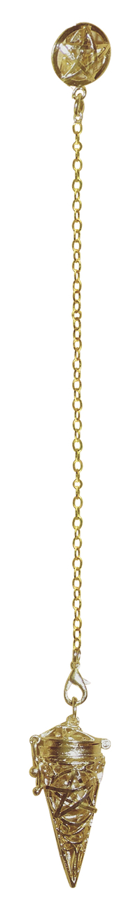 Premium Pagan Pentacle Gold Chamber Pendulum