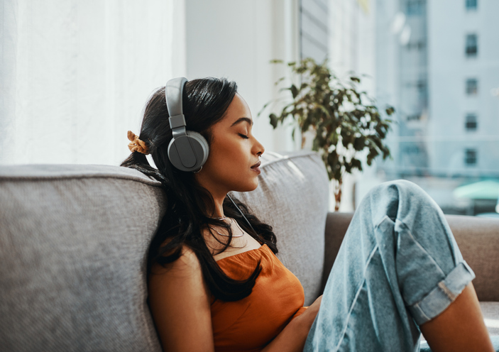 Woman Relaxing with Headphones