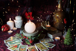 Tarot Cards and Christmas Scene